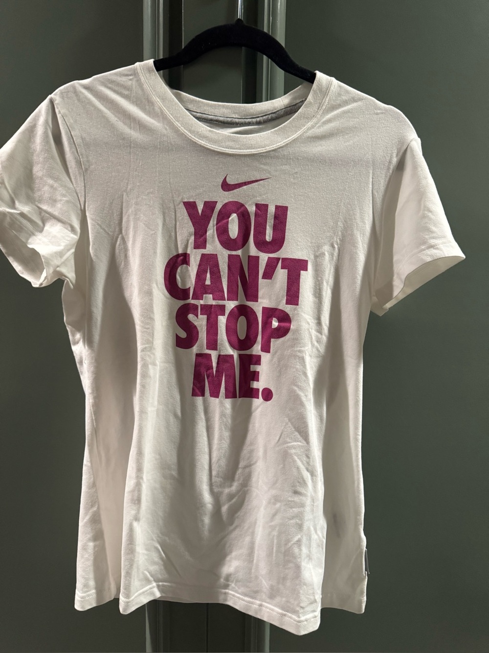 Nike White Dri-Fit Cotton Tee with Gray Print